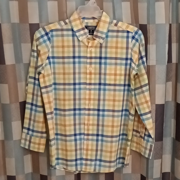 FINAL PRICE NWOT LANDS'END boys multi-colored  plaid l/s shirt SizeM 10/12 - Picture 2 of 2